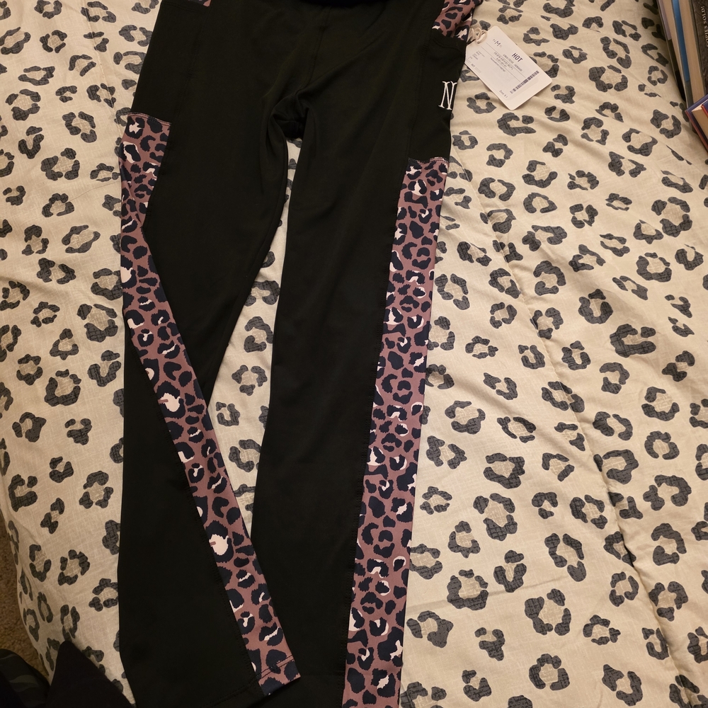 Stylish Black and Pink Leopard Print Kids Leggings